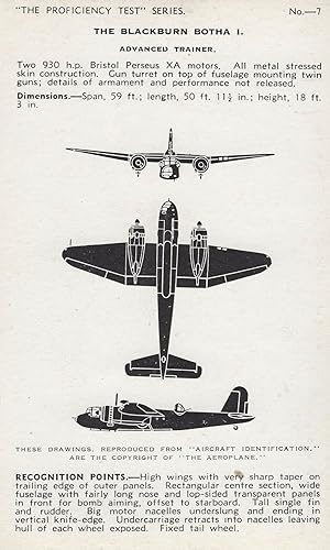 The Blackburn Botha 1 Valentines Aircraft Recognition Postcard