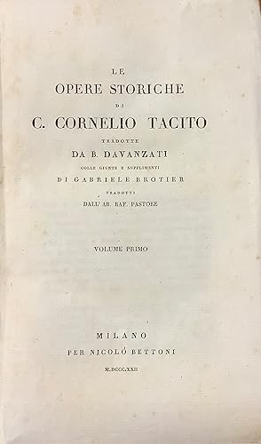 Le Opere Storiche di C. Cornelio Tacito