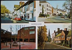 Horsham Sussex Postcard Swan Walk The Carfax Causeway Olde Kings Head