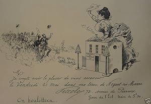 1897 Original French Art Nouveau Poster, Les Programmes Illustrés, Invitation - On boulottera
