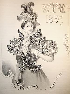 1897 Original French Belle Époque Fashion Poster, Été
