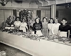 A Grouping of Five 8" x 10" Signal Corps Black & White World War II Era Photos of a Loaded Buffet...