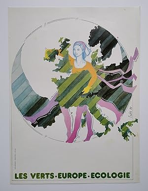 Affiche les VERTS EUROPE ÉCOLOGIE - illustrée par COSTA - 1984