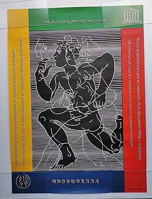 Affiche FONDS INTERNATIONAL pour le DÉVELOPPEMENT de l'ÉDUCATION PHYSIQUE et du SPORT 1985
