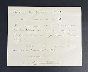 AN AUTOGRAPH LETTER (in French) signed by Camille Saint-Saëns to Baroness Caccamisi.