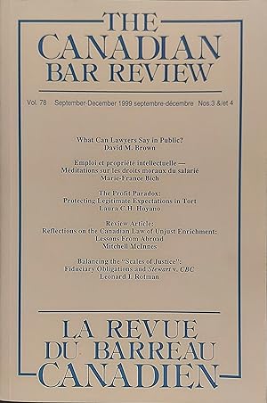 The Canadian Bar Review, Vol.78, No.3&4, September/December 1999