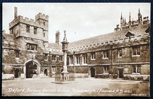 Oxford Corpus Christi Vintage 1949 Postcard Quadrangle Sepia Tone