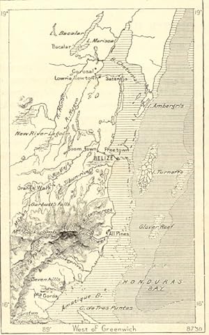 BRITISH HONDURAS, 1800s Antique Map