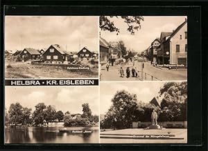Ansichtskarte Helbra /Eisleben, Holzhaus-Siedlung, Ernst-Thälmann-Strasse, Parbad Anna