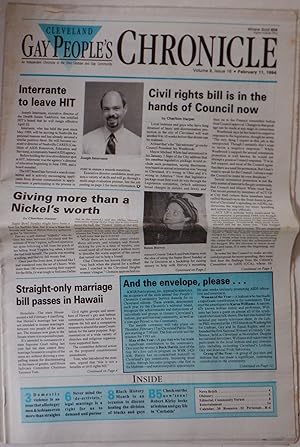 Gay People's Chronicle. February 11, 1994. Vol. 9 No. 16