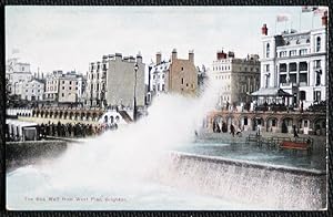 Brighton Sussex Vintage Postcard Sea Wall LOCAL PUBLISHER