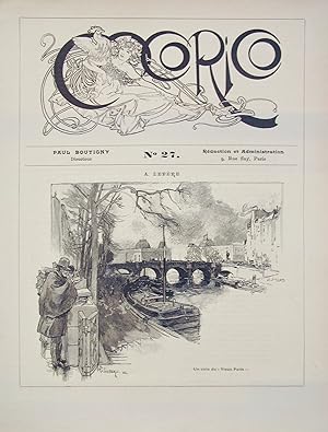 1899 Original Cocorico Masthead (Mucha) and Illustration (A. Lepere)