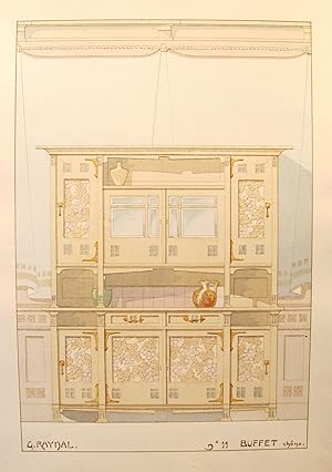 1900 French Art Nouveau Interior Design Print, Pl. 11, Buffet- G. Raynal