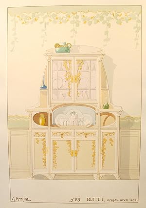 1900 French Art Nouveau Interior Design Print, Pl. 23, Buffet- G. Raynal