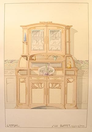 1900 French Art Nouveau Interior Design Print, Pl. 28, Buffet- G. Raynal