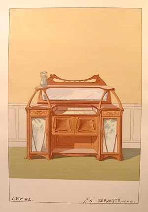 1900 French Art Nouveau Interior Design Print, Pl. 6, Sideboard- G. Raynal