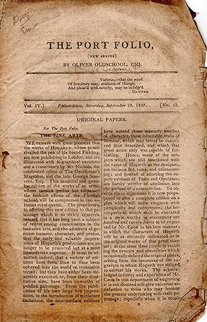The Port Folio, (New Series) Vol. IV, No. 12 - September 19, 1807