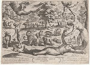 Cainus fratri necem molitur (Cain kills his brother), Plate I from Battles from the Old Testament