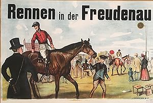 Rennen in der Freudenau. Farblithographie J. Weiner, Wien um 1890, 62,5 x 94 cm