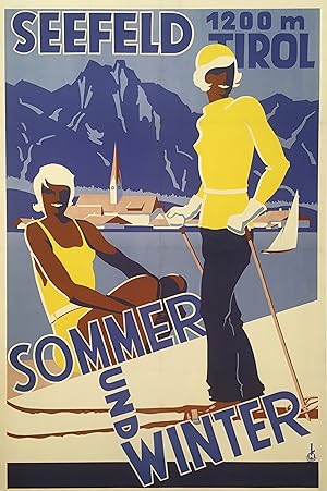 Seefeld 1200 m Tirol Sommer und Winter. Grafische Gestaltung von Hubert Lechner (1903-1990). um 1...
