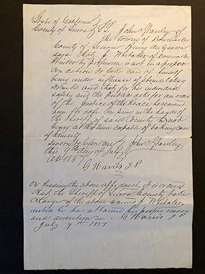 Manuscript Arrest Warrant in Sierra County, 1857