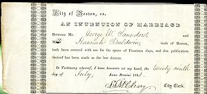 City of Boston Intention of Marriage 1841
