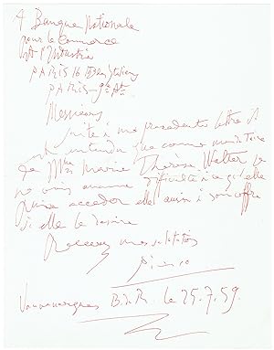 Autograph letter signed Picasso".
