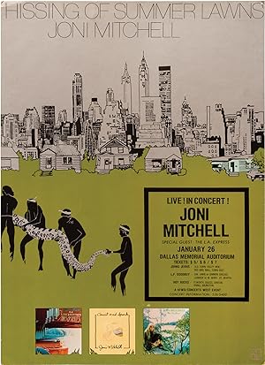 Joni Mitchell: The Hissing of Summer Lawns (Original two-sided poster for a performance at Dallas...