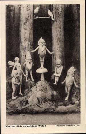 Künstler Ansichtskarte / Postkarte Paschold, R., Wer hat dich du schöner Wald, Zwerge, Elfe