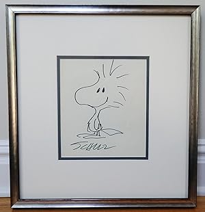 CHARLES SCHULZ SIGNED LARGE ORIGINAL DRAWING OF WOODSTOCK, WITH LOA
