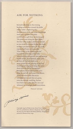Ask for Nothing (Signed Broadside)