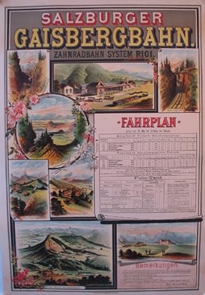 Salzburger Gaisbergbahn. Zahnrad System Rigi. Farblithographie Jos. Eberle & Co., Wien um 1898, 8...