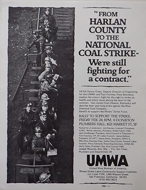 From Harlan County to the National Coal Strike-We're Still Fighting For a Contract. UMWA Handbill...