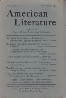 American literature : A Journal of Literary History, Criticism and Bibliography Vol 45 No. 3 Nove...