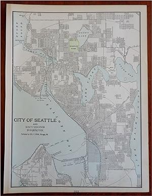 Seattle Washington City Plan Elliott Bay Lake Union 1903 Cram map