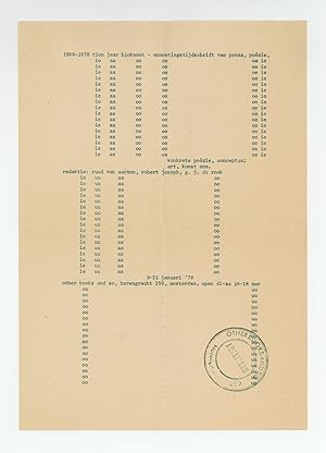 A4 exhibition flyer: 1968-1978 tien jaar bloknoot - onmoetingstijdschrift van proza, poëzie, konk...