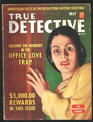 True Detective Mysteries 5/1939A. R. McCowen cover painting of spicy woman Office Love Trap-Murra...