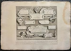 [Antique print, etching, Piranesi] Iscrizioni e Frammenti della Stanza sepolcrale vicina a quella...