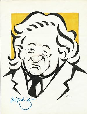 Original Art. Signed Drawing of Lipschitz by caricaturist Jack Rosen, Signed "Lipschitz" and init...