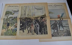 Cinque copertine originali della Domenica del Corriere relative all'aeronautica.
