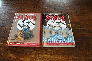 Maus (rare illustrated Perma-Bound boards) Vols. I & II - A Survivor's Tale : My Father Bleeds Hi...