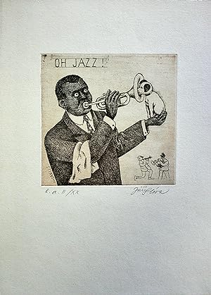 JIRI SLIVA: "Oh Jazz!" , original etching signed by the artist - III/XX edition, 24 x 37 cmv ETCHING