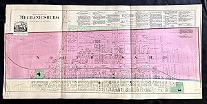 Rare 1872 Hand-Colored Map of Mechanicsburg, Pennsylvania with Property Owner Names and Building ...