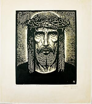 GIUSEPPE HAAS-TRIVERIO: "Ecce Homo" - Original Woodcut SIGNED BY THE ARTIST - 45 x 55 cm WOODCUT