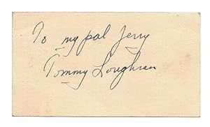 BUSINESS CARD SIGNED BY PUGILIST TOMMY LOUGHRAN
