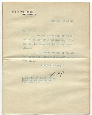1944 President Franklin Roosevelt Typed Letter Signed on White House Stationery