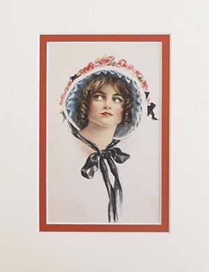 1900-1910 Original Vintage Mini Poster - Woman in Bonnet