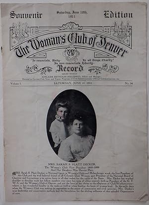 The Woman's Club of Denver Record. June 10, 1911. Souvenir Edition. Volume 1, No. 34