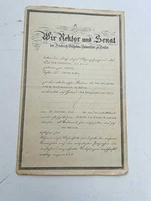 Medical Diploma for Female Doctor in Germany 1919