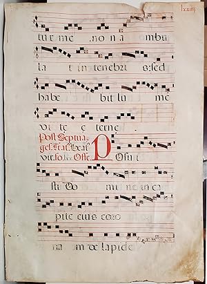 Early 17th Century Manuscript Antiphonal Leaf with Initials on Vellum